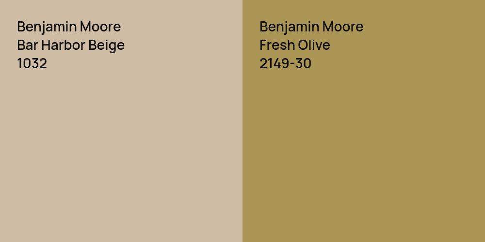 Benjamin Moore Bar Harbor Beige vs. Benjamin Moore Fresh Olive