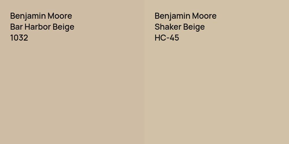 Benjamin Moore Bar Harbor Beige vs. Benjamin Moore Shaker Beige