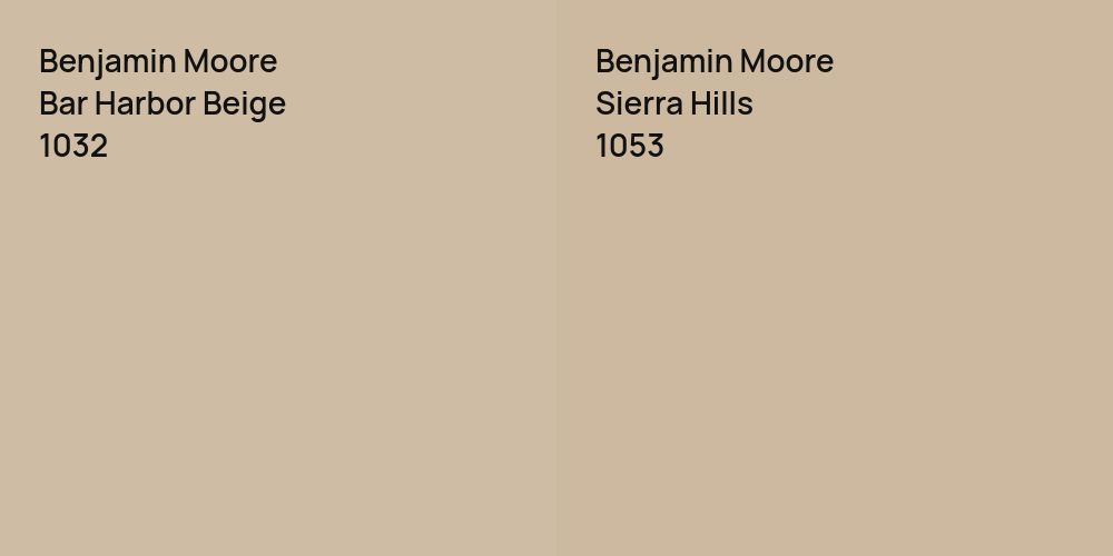 Benjamin Moore Bar Harbor Beige vs. Benjamin Moore Sierra Hills