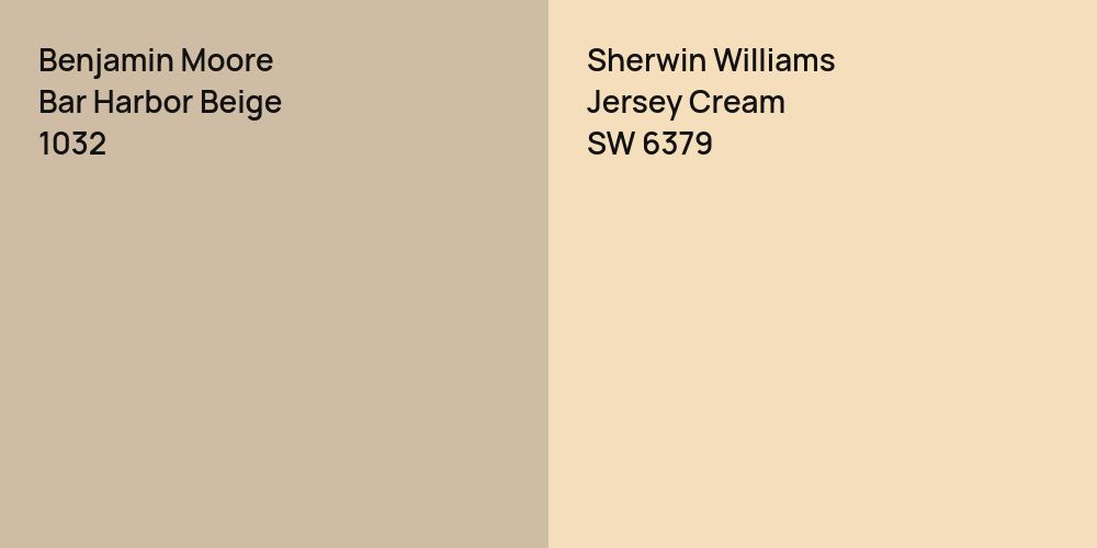 Benjamin Moore Bar Harbor Beige vs. Sherwin Williams Jersey Cream