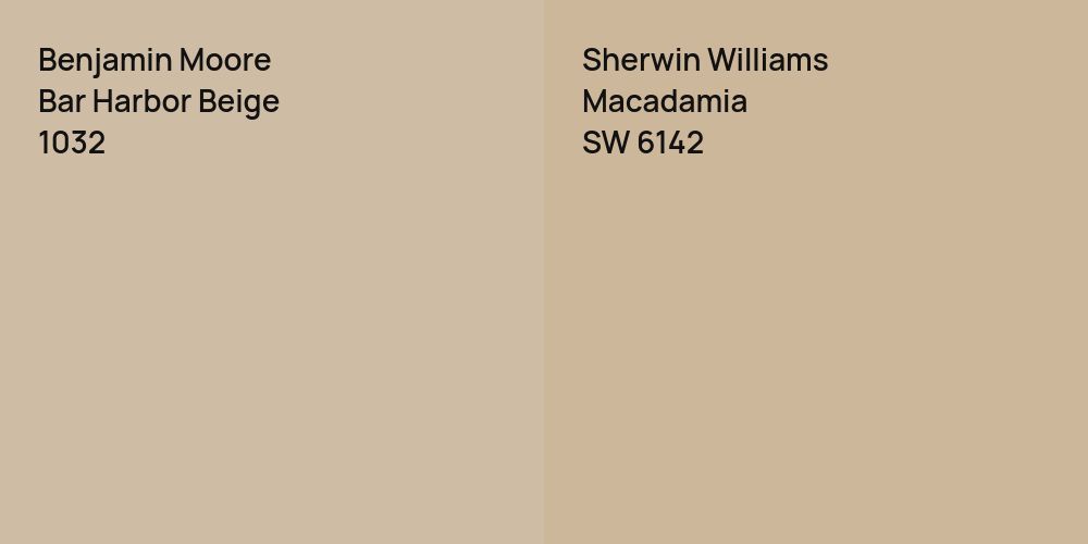 Benjamin Moore Bar Harbor Beige vs. Sherwin Williams Macadamia