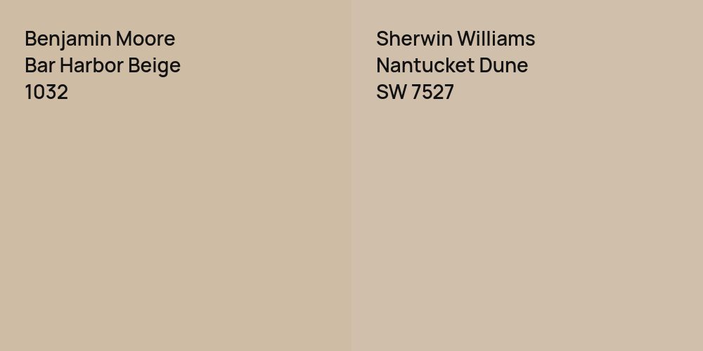 Benjamin Moore Bar Harbor Beige vs. Sherwin Williams Nantucket Dune