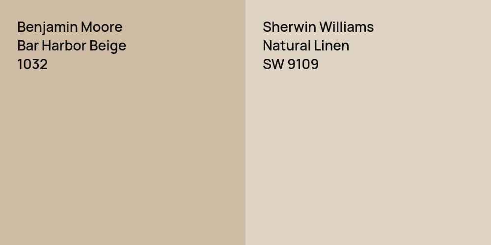 Benjamin Moore Bar Harbor Beige vs. Sherwin Williams Natural Linen