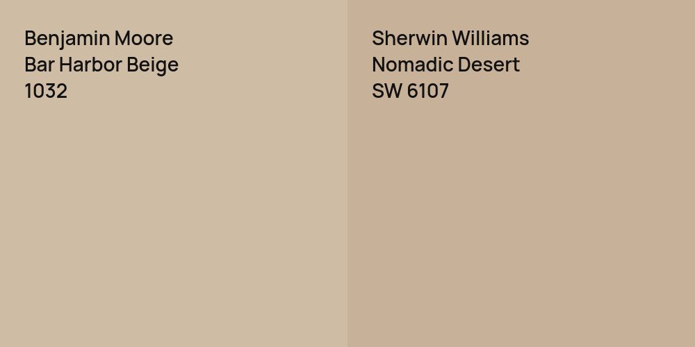 Benjamin Moore Bar Harbor Beige vs. Sherwin Williams Nomadic Desert