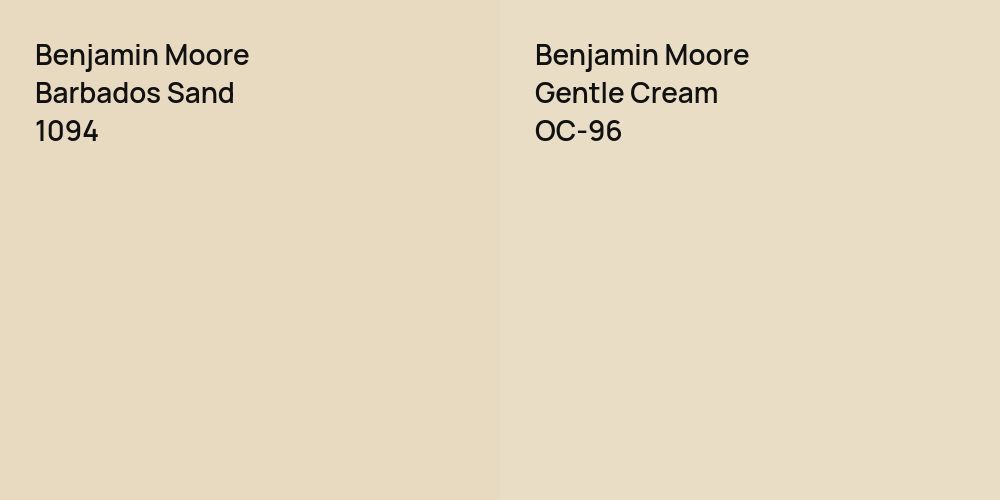 Benjamin Moore Barbados Sand vs. Benjamin Moore Gentle Cream