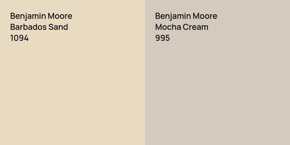 Benjamin Moore Barbados Sand vs. Benjamin Moore Mocha Cream