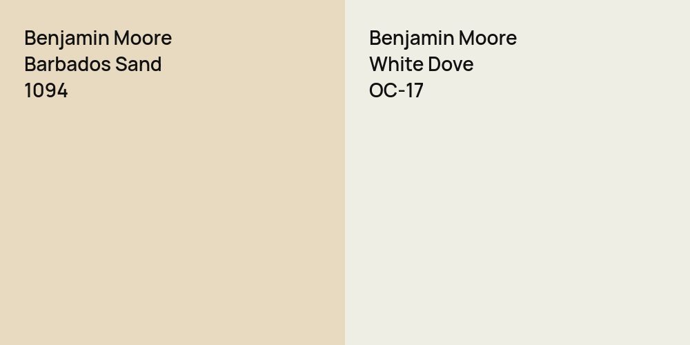 Benjamin Moore Barbados Sand vs. Benjamin Moore White Dove