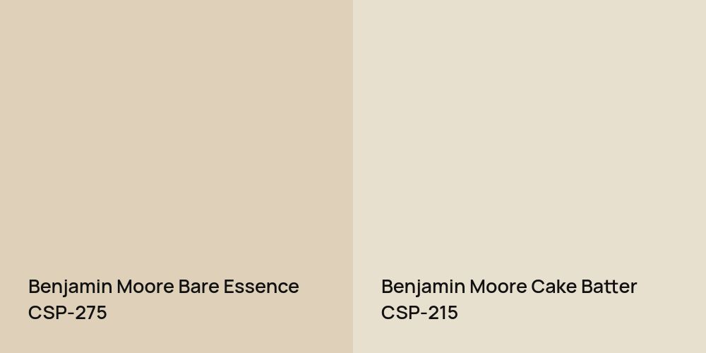 Benjamin Moore Bare Essence vs. Benjamin Moore Cake Batter