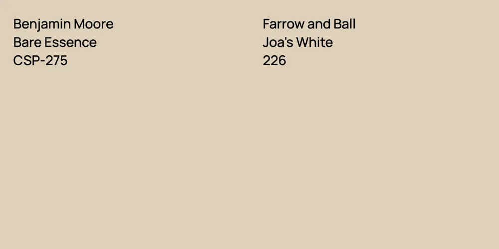 Benjamin Moore Bare Essence vs. Farrow and Ball Joa's White