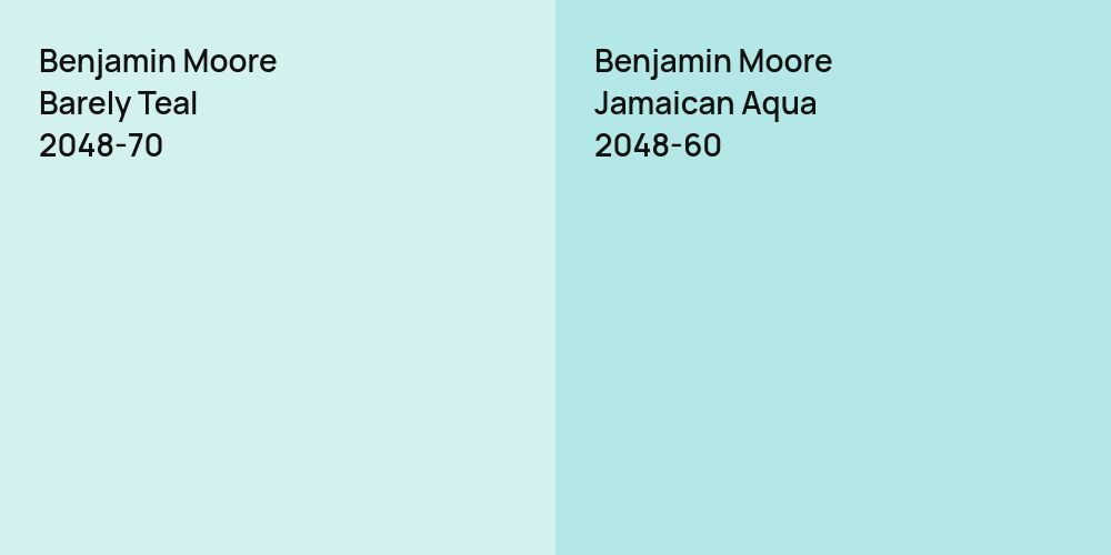 Benjamin Moore Barely Teal vs. Benjamin Moore Jamaican Aqua