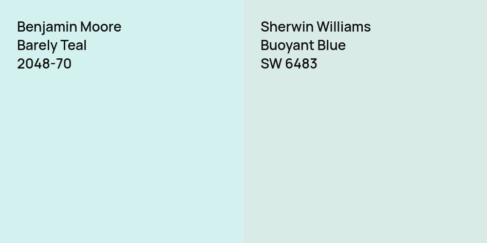 Benjamin Moore Barely Teal vs. Sherwin Williams Buoyant Blue