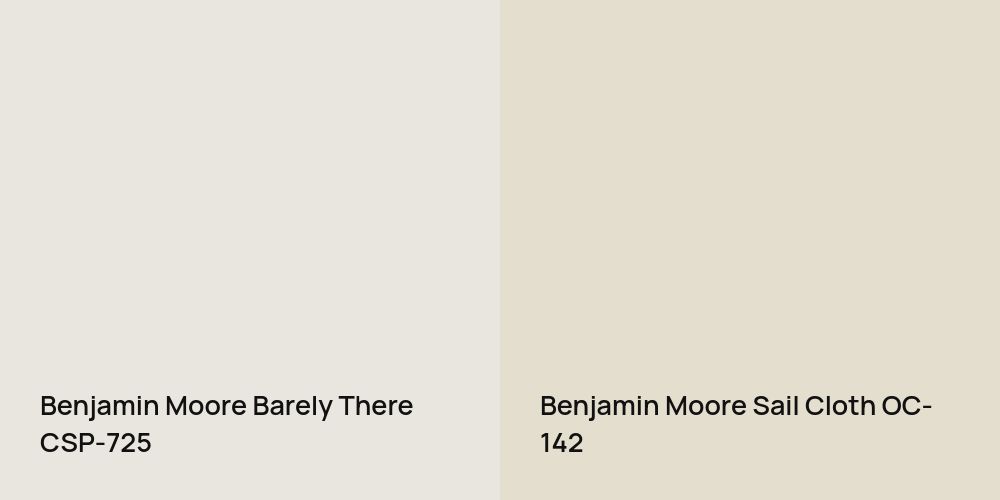 Benjamin Moore Barely There vs. Benjamin Moore Sail Cloth