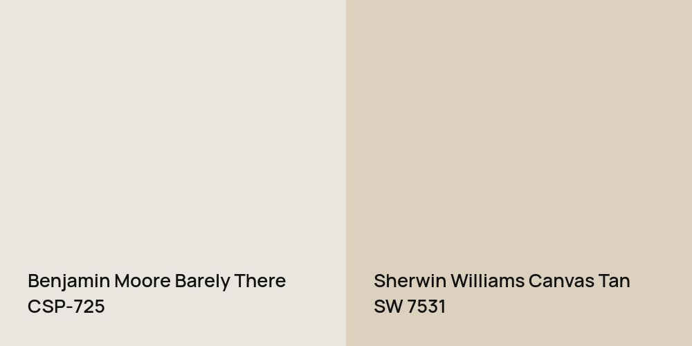 Benjamin Moore Barely There vs. Sherwin Williams Canvas Tan