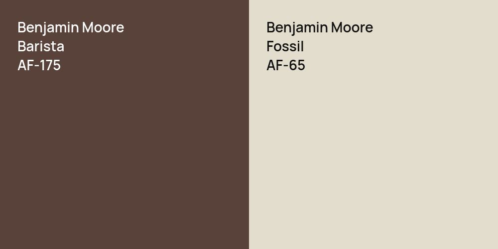 Benjamin Moore Barista vs. Benjamin Moore Fossil comparison