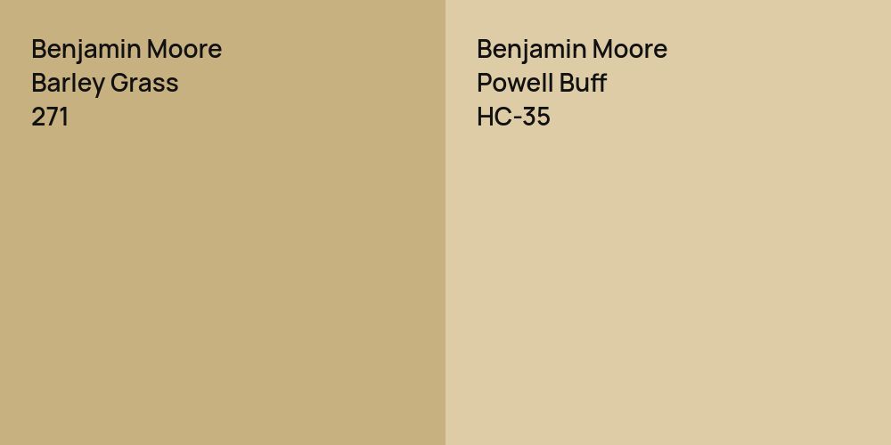 Benjamin Moore Barley Grass vs. Benjamin Moore Powell Buff