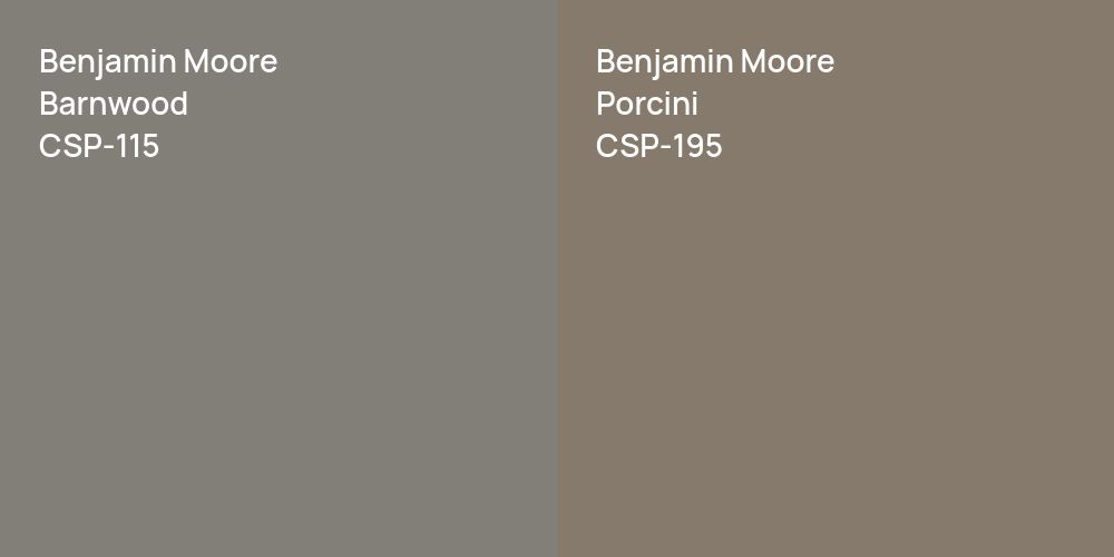 Benjamin Moore Barnwood vs. Benjamin Moore Porcini comparison