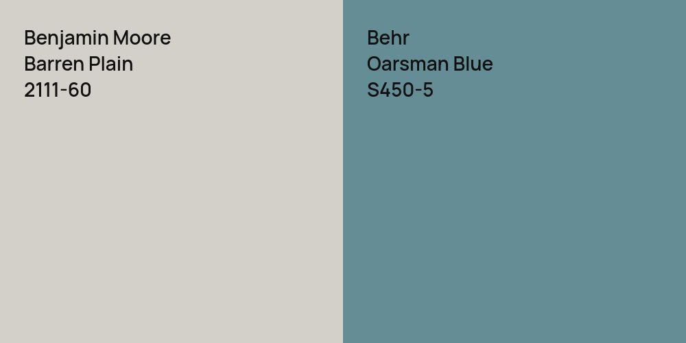 Benjamin Moore Barren Plain vs. Behr Oarsman Blue