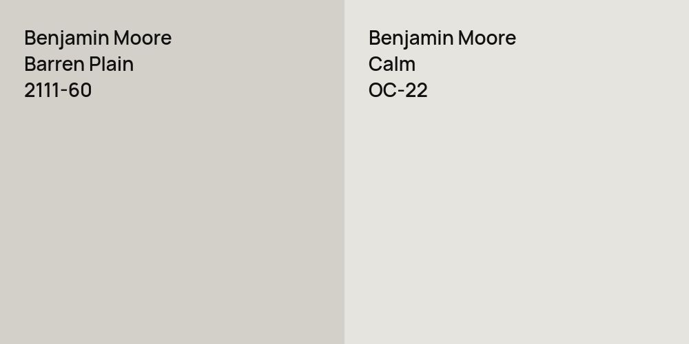 Benjamin Moore Barren Plain vs. Benjamin Moore Calm