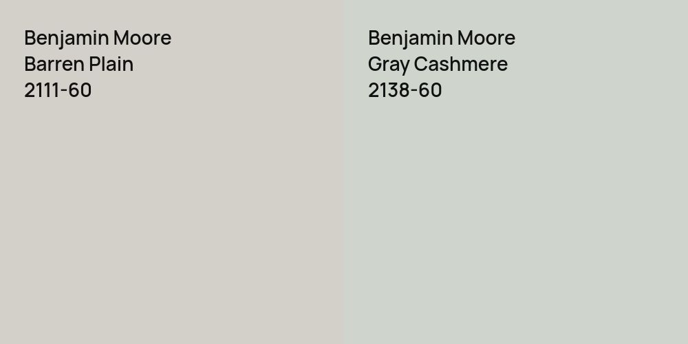 Benjamin Moore Barren Plain vs. Benjamin Moore Gray Cashmere