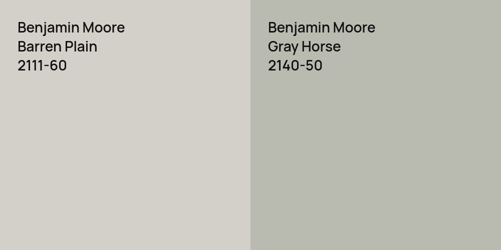 Benjamin Moore Barren Plain vs. Benjamin Moore Gray Horse