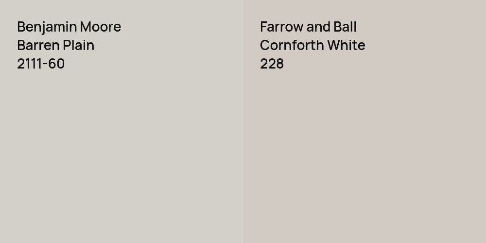 Benjamin Moore Barren Plain vs. Farrow and Ball Cornforth White