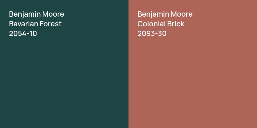 Benjamin Moore Bavarian Forest vs. Benjamin Moore Colonial Brick