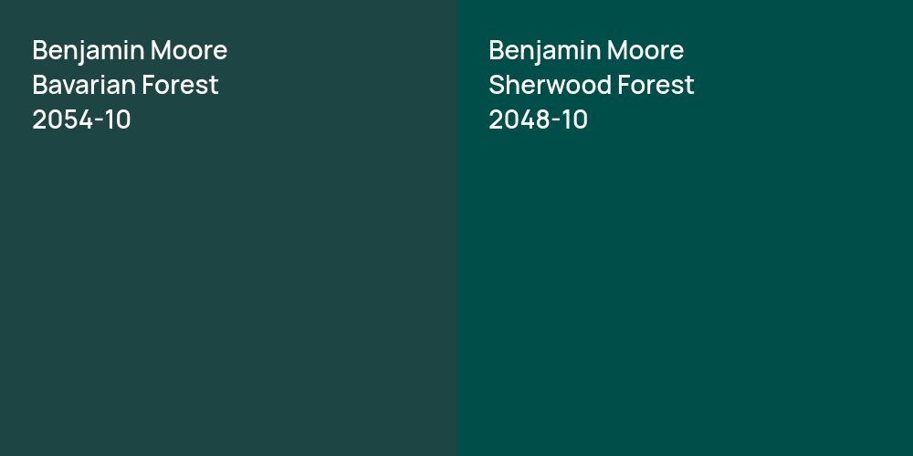 Benjamin Moore Bavarian Forest vs. Benjamin Moore Sherwood Forest