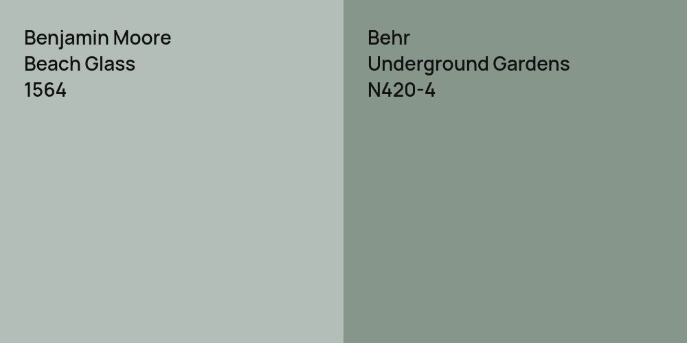 Benjamin Moore Beach Glass vs. Behr Underground Gardens