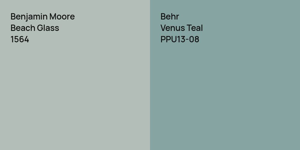 Benjamin Moore Beach Glass vs. Behr Venus Teal