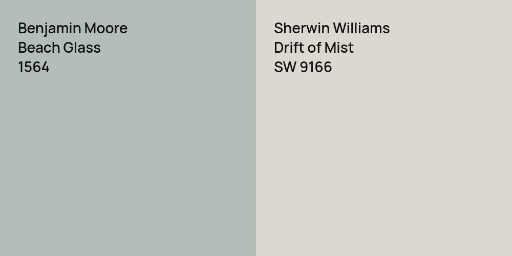 Benjamin Moore Beach Glass vs. Sherwin Williams Drift of Mist