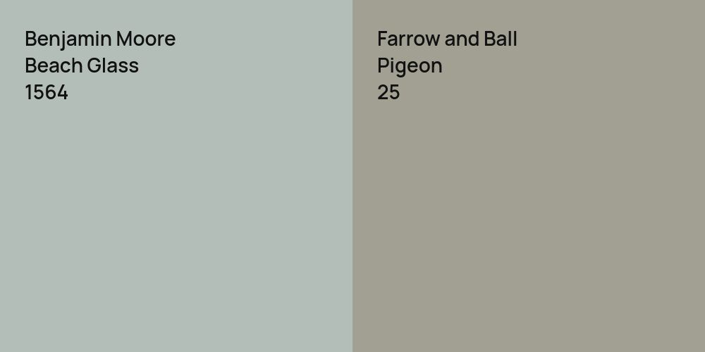 Benjamin Moore Beach Glass vs. Farrow and Ball Pigeon