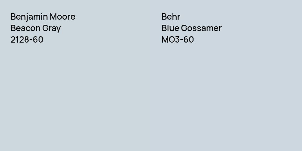 Benjamin Moore Beacon Gray vs. Behr Blue Gossamer