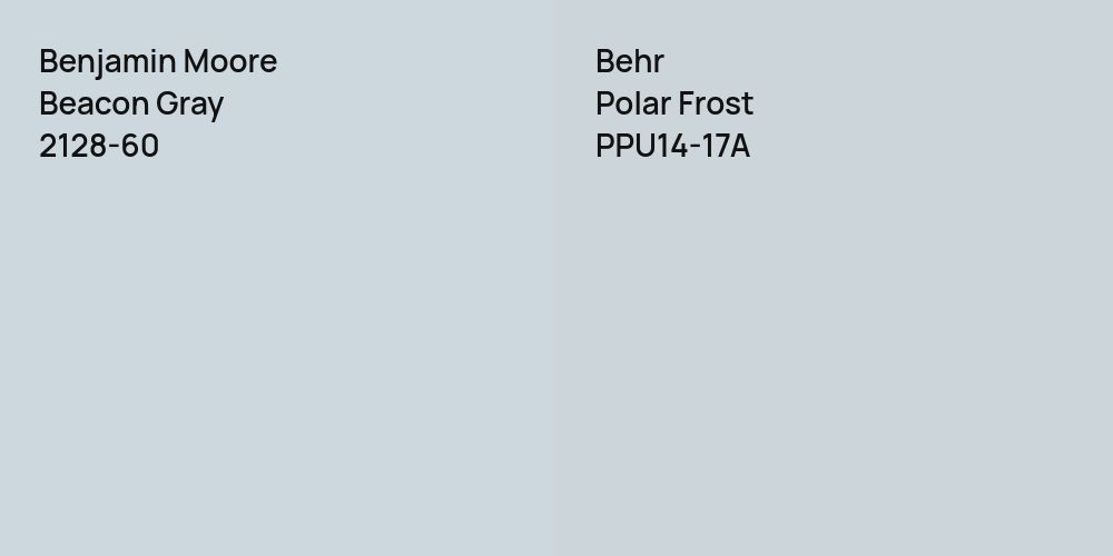 Benjamin Moore Beacon Gray vs. Behr Polar Frost