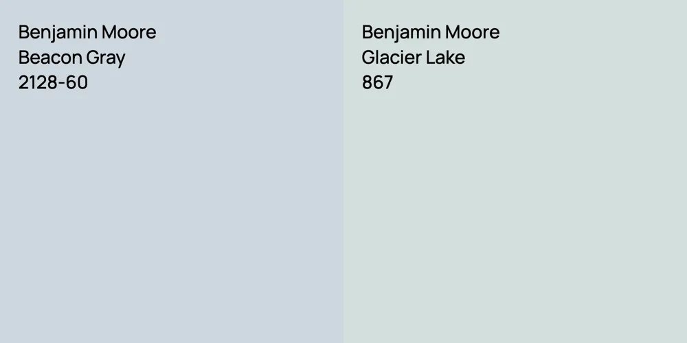 Benjamin Moore Beacon Gray vs. Benjamin Moore Glacier Lake