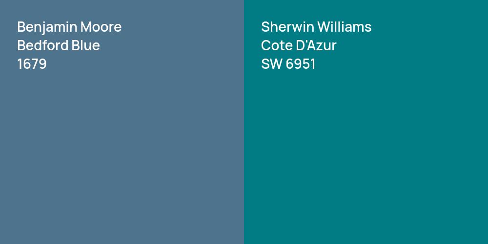 Benjamin Moore Bedford Blue vs. Sherwin Williams Cote D'Azur