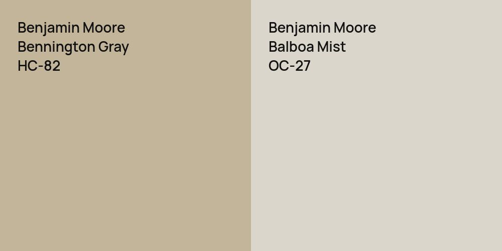 Benjamin Moore Bennington Gray vs. Benjamin Moore Balboa Mist