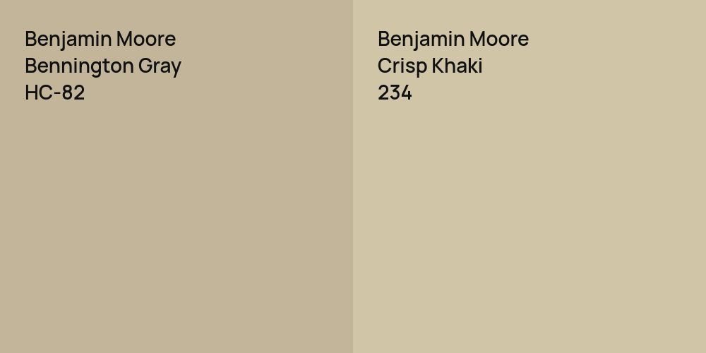 Benjamin Moore Bennington Gray vs. Benjamin Moore Crisp Khaki