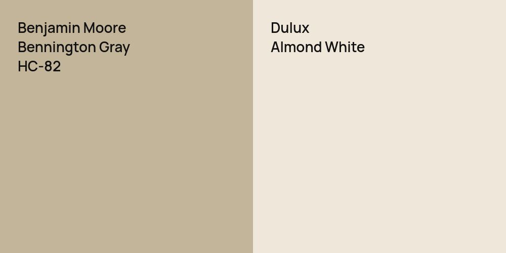 Benjamin Moore Bennington Gray vs. Dulux Almond White