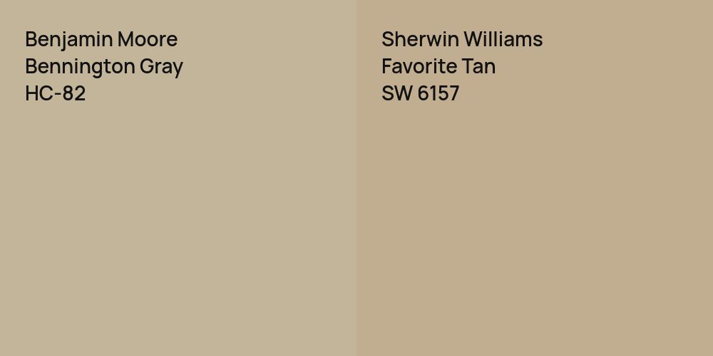 Benjamin Moore Bennington Gray vs. Sherwin Williams Favorite Tan