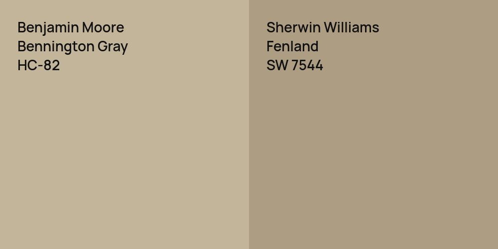 Benjamin Moore Bennington Gray vs. Sherwin Williams Fenland