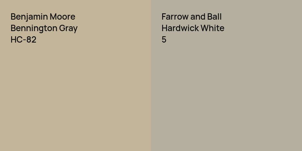 Benjamin Moore Bennington Gray vs. Farrow and Ball Hardwick White