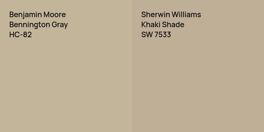 Benjamin Moore Bennington Gray vs. Sherwin Williams Khaki Shade