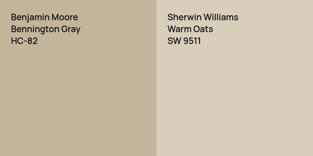 Benjamin Moore Bennington Gray vs. Sherwin Williams Warm Oats