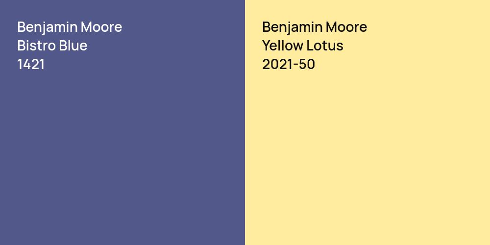 Benjamin Moore Bistro Blue vs. Benjamin Moore Yellow Lotus