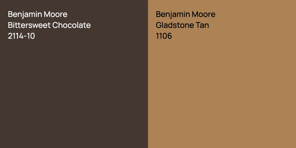 Benjamin Moore Bittersweet Chocolate vs. Benjamin Moore Gladstone Tan