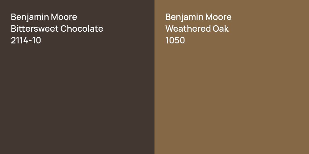 Benjamin Moore Bittersweet Chocolate vs. Benjamin Moore Weathered Oak