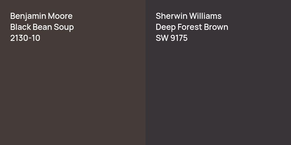 Benjamin Moore Black Bean Soup vs. Sherwin Williams Deep Forest Brown