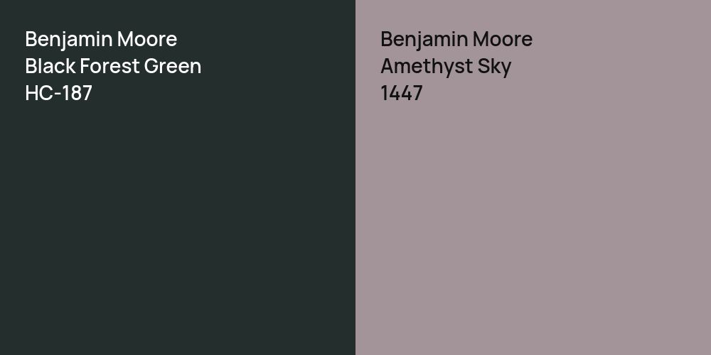 Benjamin Moore Black Forest Green vs. Benjamin Moore Amethyst Sky