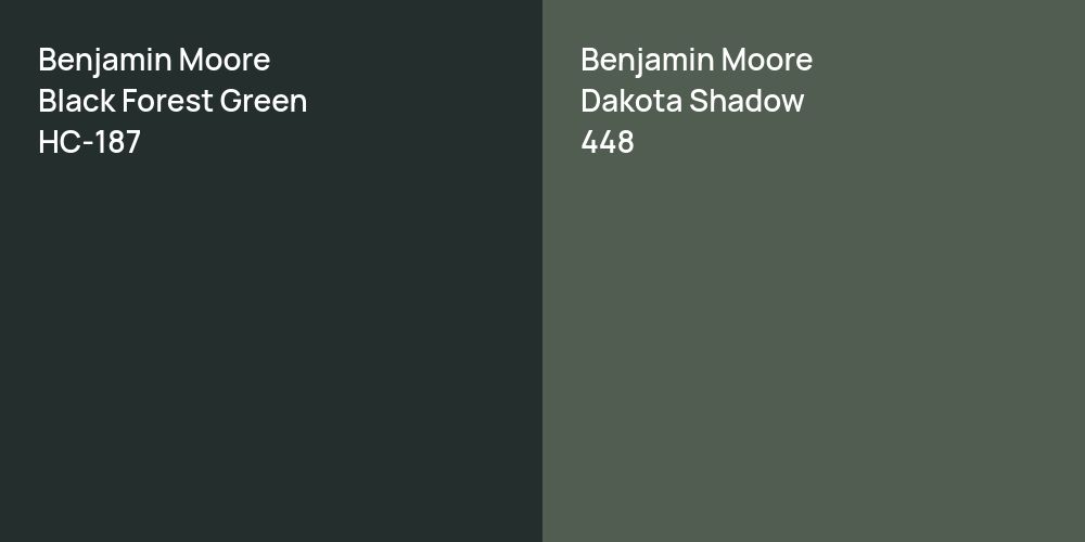 Benjamin Moore Black Forest Green vs. Benjamin Moore Dakota Shadow