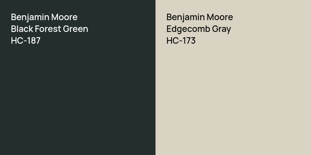 Benjamin Moore Black Forest Green vs. Benjamin Moore Edgecomb Gray